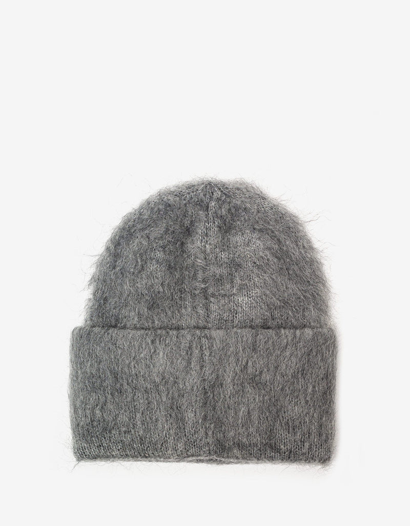 Off-White Grey Wave Tag Mohair Beanie Hat