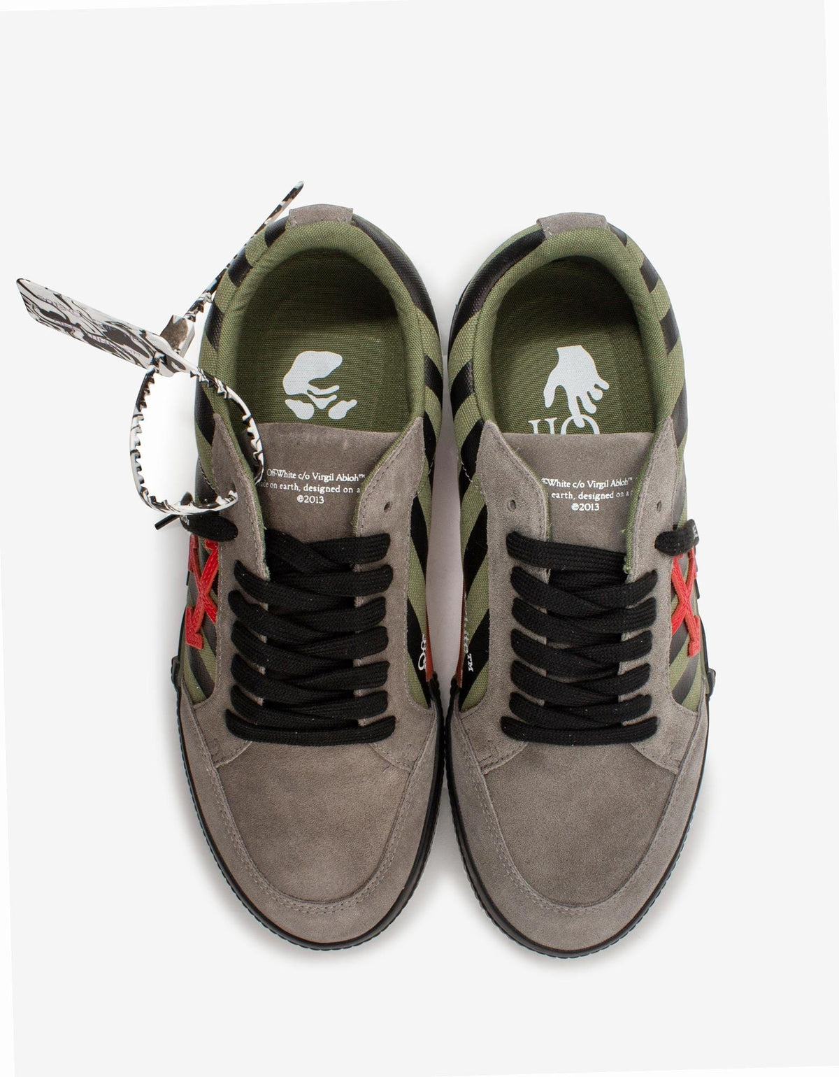 Off-White Khaki & Red Low Vulcanized Trainers