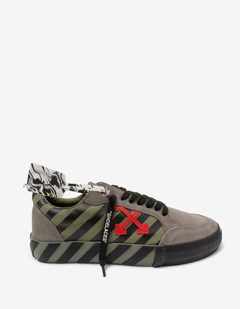 Off-White Khaki & Red Low Vulcanized Trainers