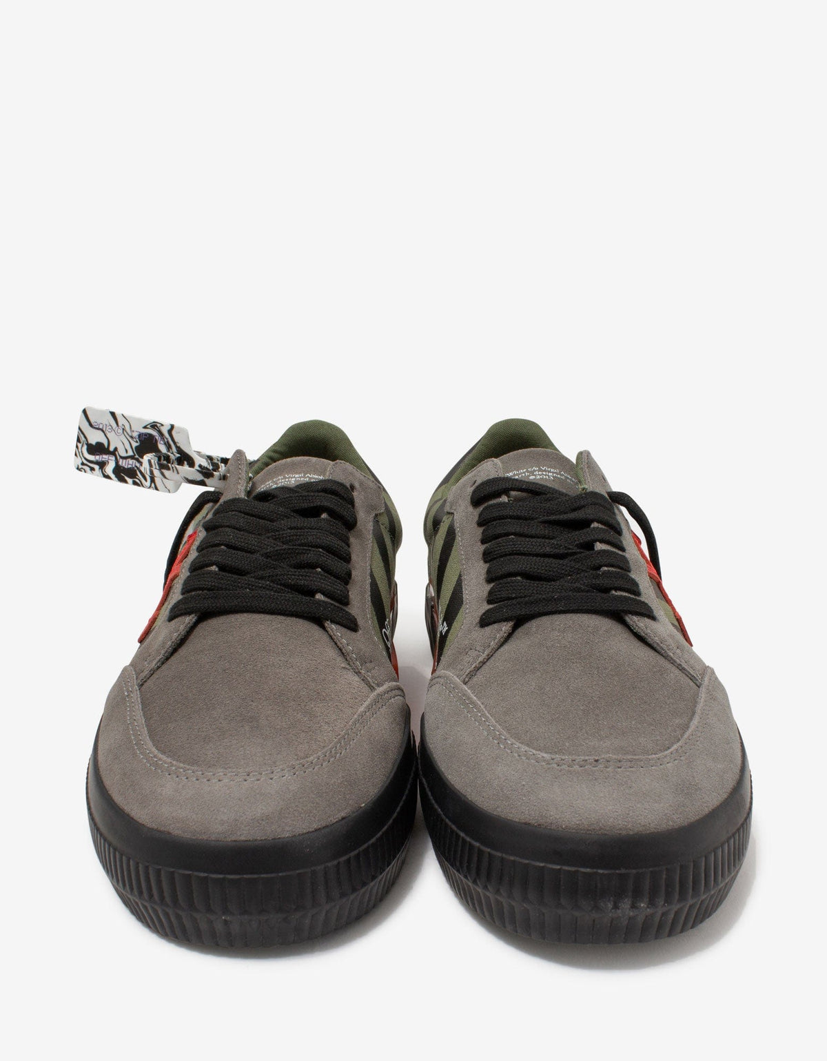 Off-White Khaki & Red Low Vulcanized Trainers