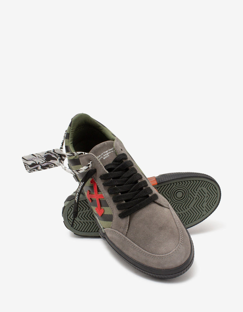 Off-White Khaki & Red Low Vulcanized Trainers