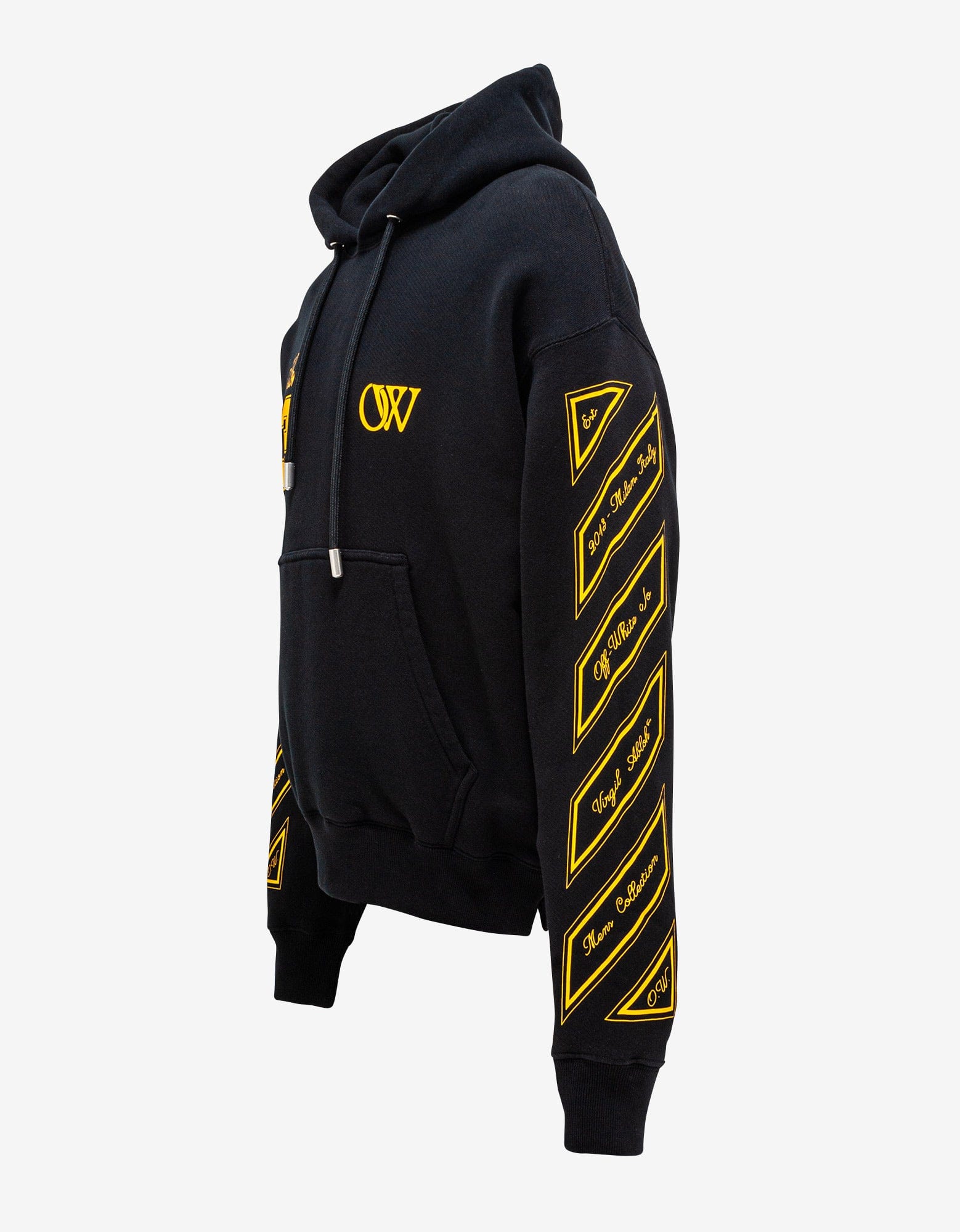 Black and yellow off white hoodie hotsell