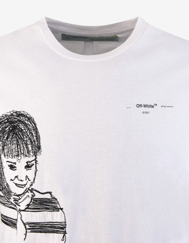 Off-White White Little Girl Embroidery T-Shirt