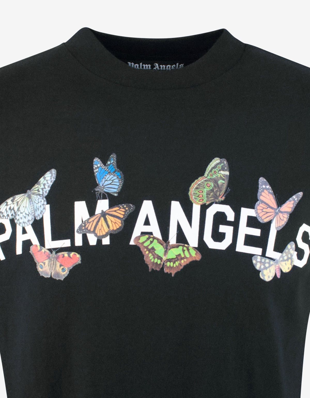 Palm Angels Black Butterfly College Print T-Shirt