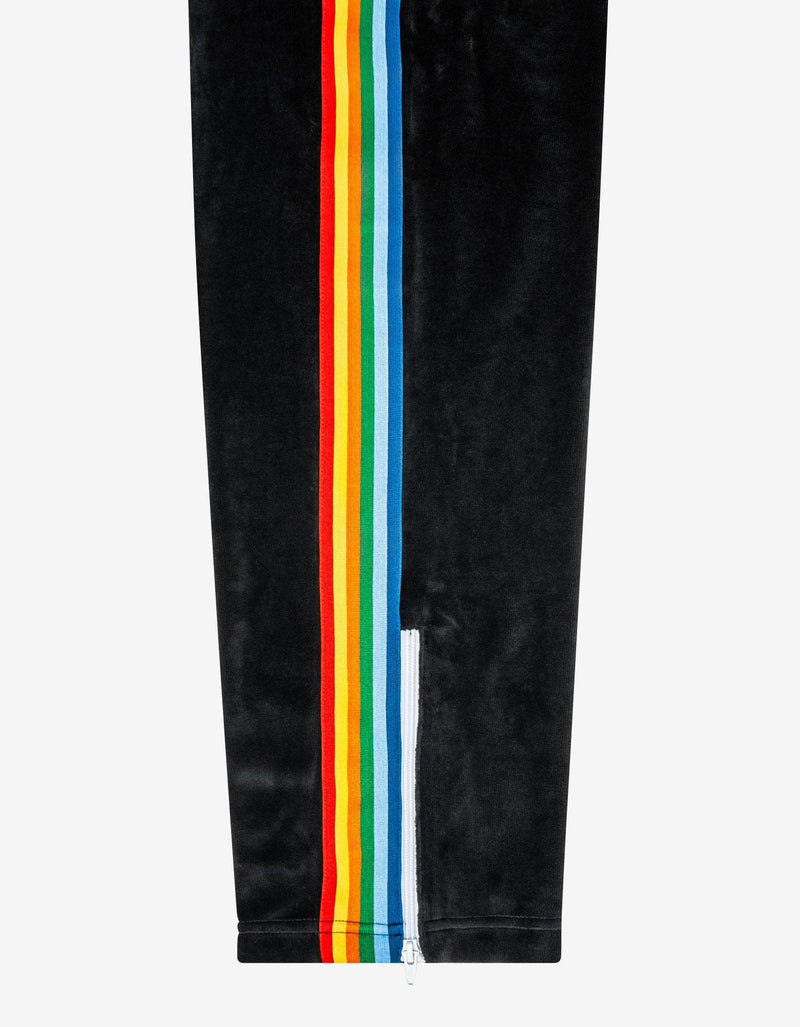 Palm Angels Black Chenille Track Pants with Rainbow Stripes