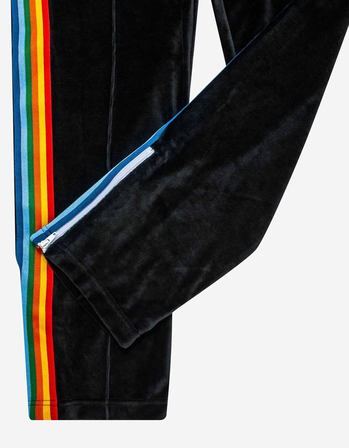 Palm Angels Black Chenille Track Pants with Rainbow Stripes