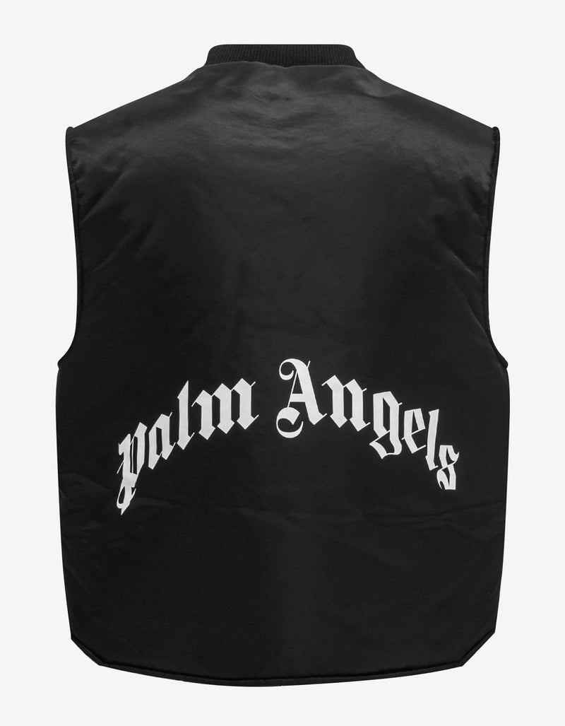 Palm Angels Black Curved Logo Gilet