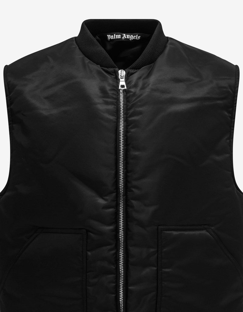 Palm Angels Black Curved Logo Gilet