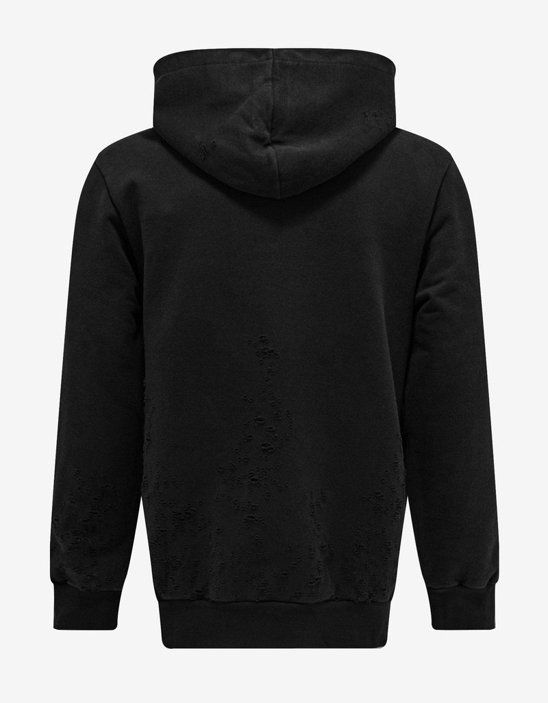 Palm Angels Black Lurex Logo Distressed Hoodie