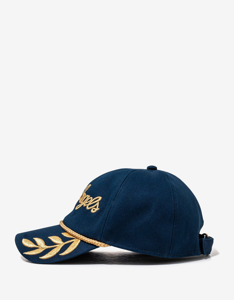 Palm Angels Blue Logo Embroidery Commander Cap