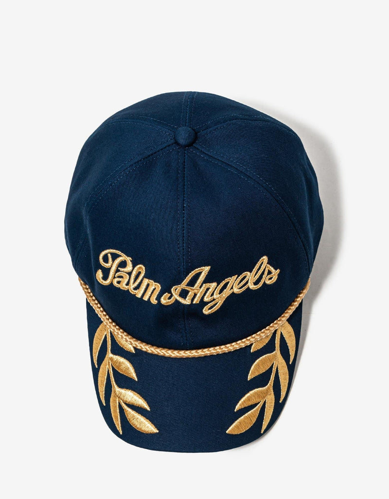 Palm Angels Blue Logo Embroidery Commander Cap