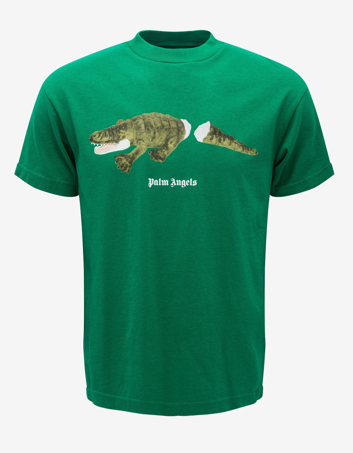 Palm Angels Green Crocodile Print T-Shirt