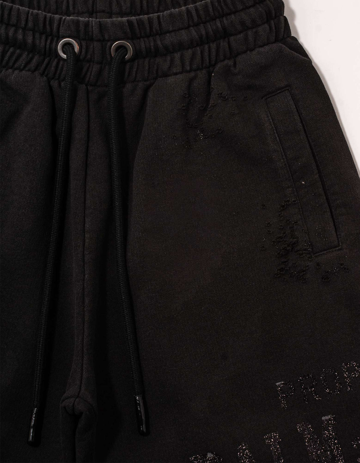 Palm Angels Palm Angels Black Lurex Logo Distressed Sweat Shorts