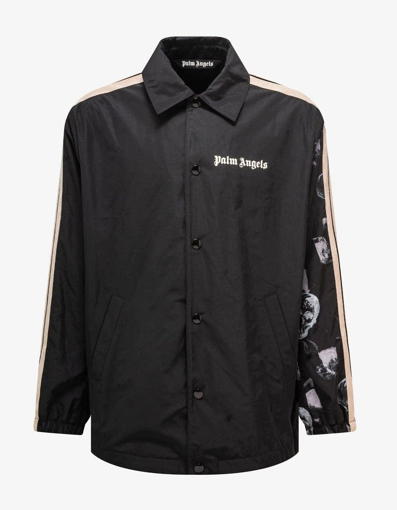 Palm Angels Palm Angels Black Sleeve Print Coach Jacket