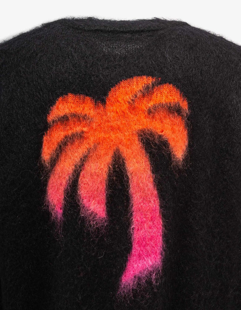 Palm Angels Palm Angels Black Sprayed Palm Intarsia Sweater