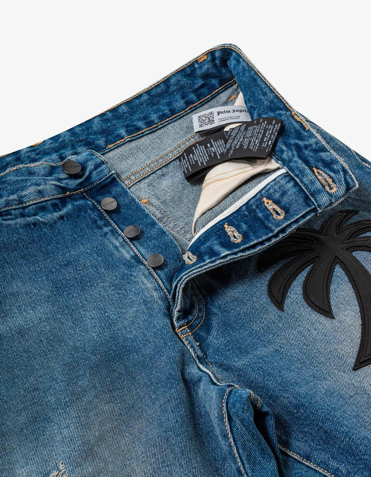 Palm Angels Palm Angels Blue Curved Palm Tree Regular Jeans