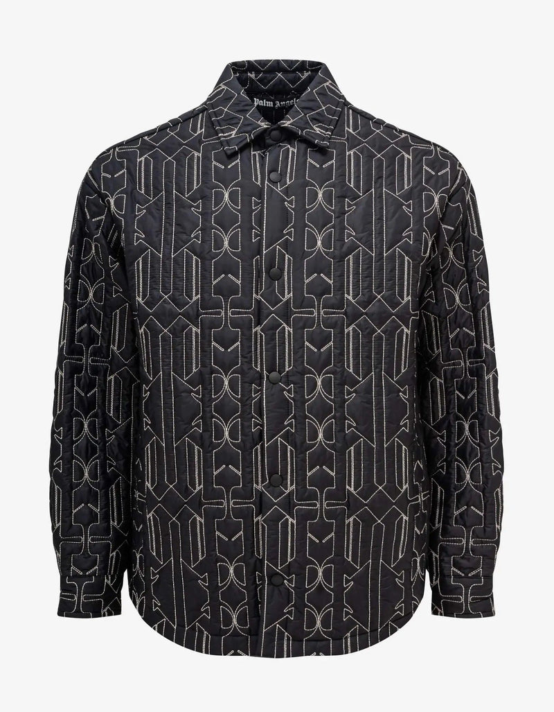 Palm Angels Palm Angels Grey All-over Monogram Overshirt