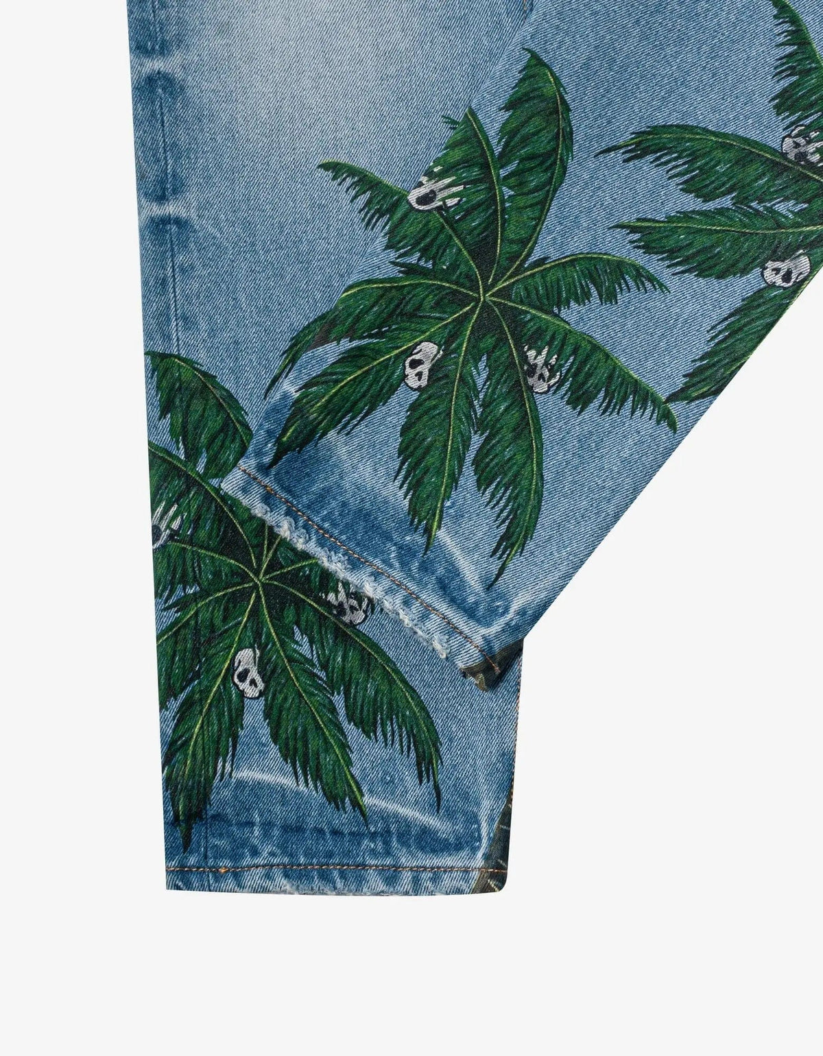 Palm Angels Palm Angels Light Blue Palms Print Jeans