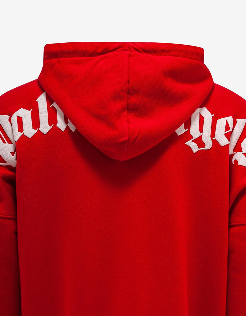 Palm Angels Red Classic Logo Oversized Hoodie