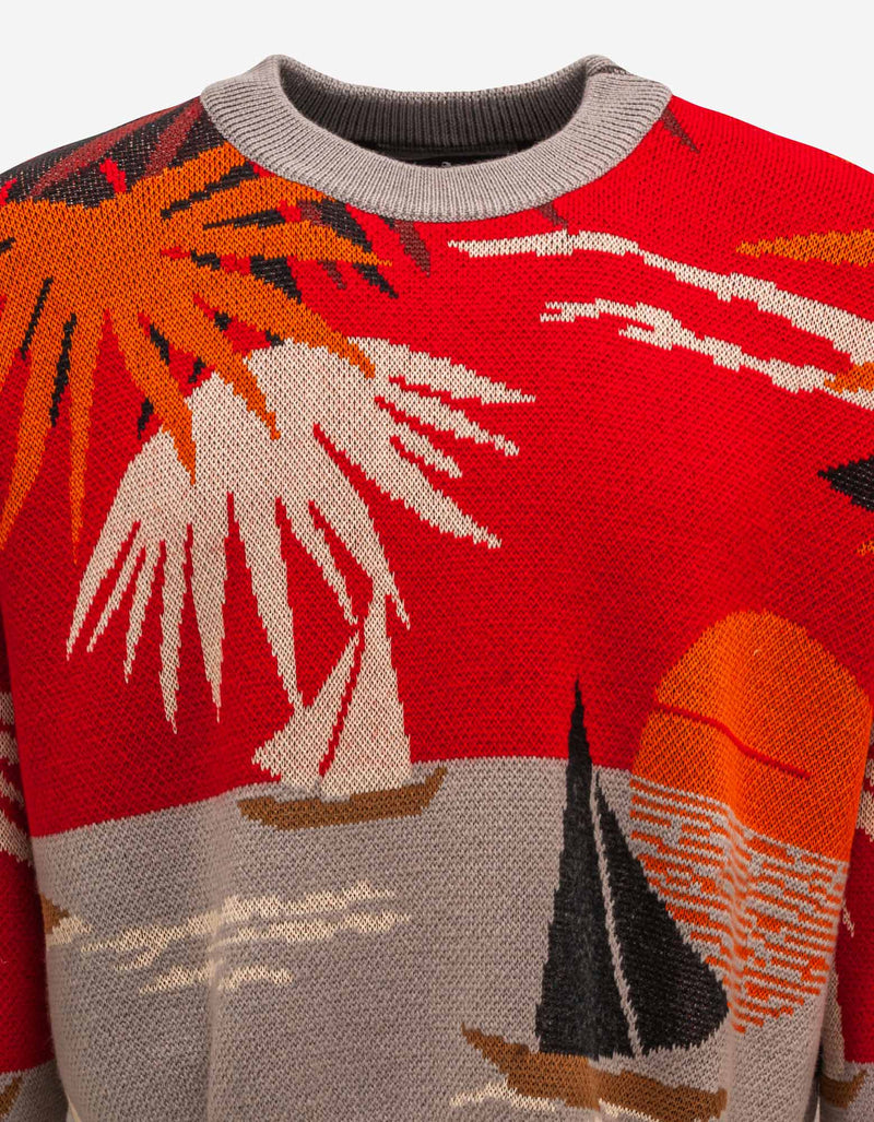 Palm Angels Red Hawaii Cropped Sweater