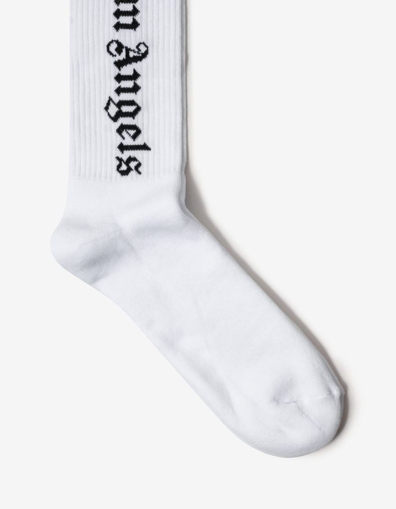 Palm Angels White Vertical Logo Socks