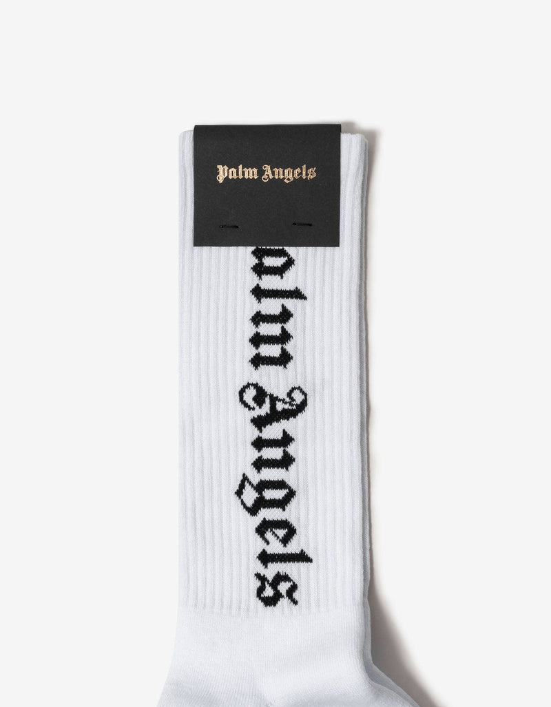 Palm Angels White Vertical Logo Socks