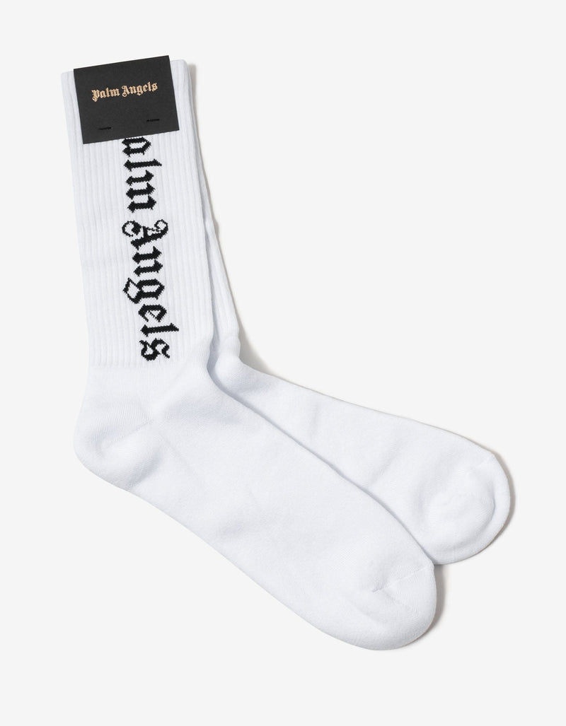 Palm Angels White Vertical Logo Socks