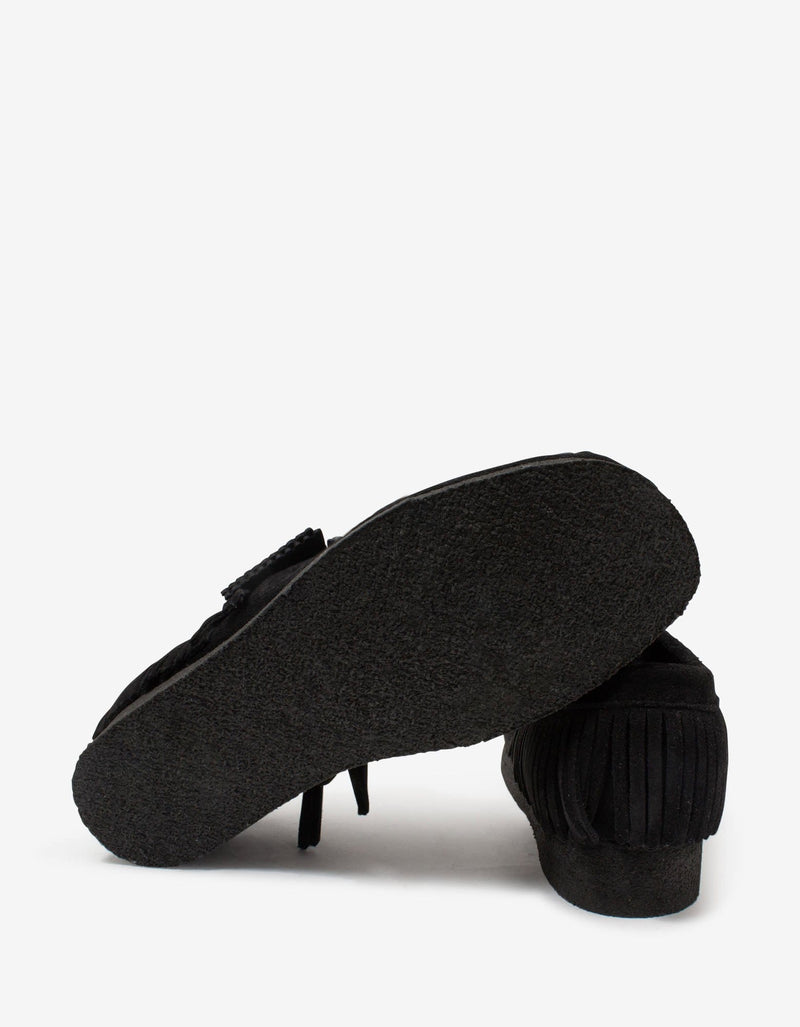 Palm Angels x Clarks Black Suede Fringed Wallabee Shoes