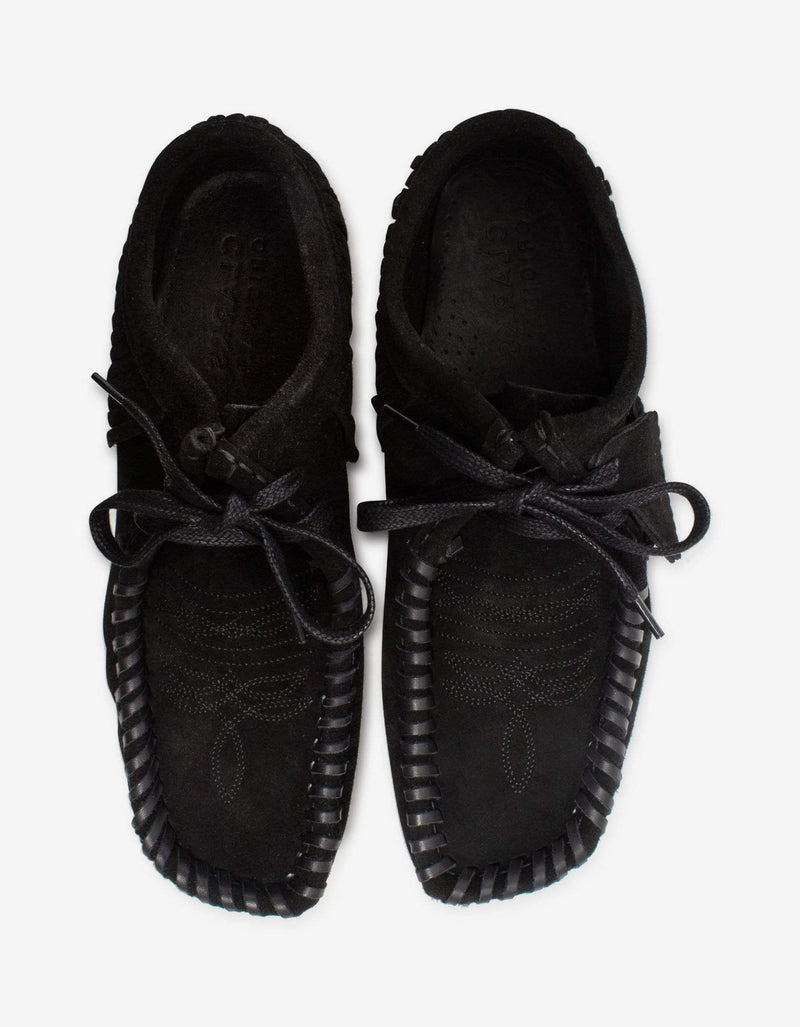 Palm Angels x Clarks Black Suede Fringed Wallabee Shoes