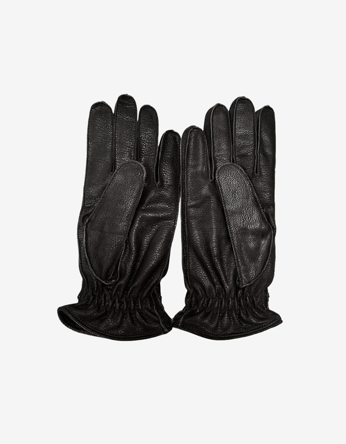 Prada Black Lined Leather Gloves With Elastic Toggle Fastening