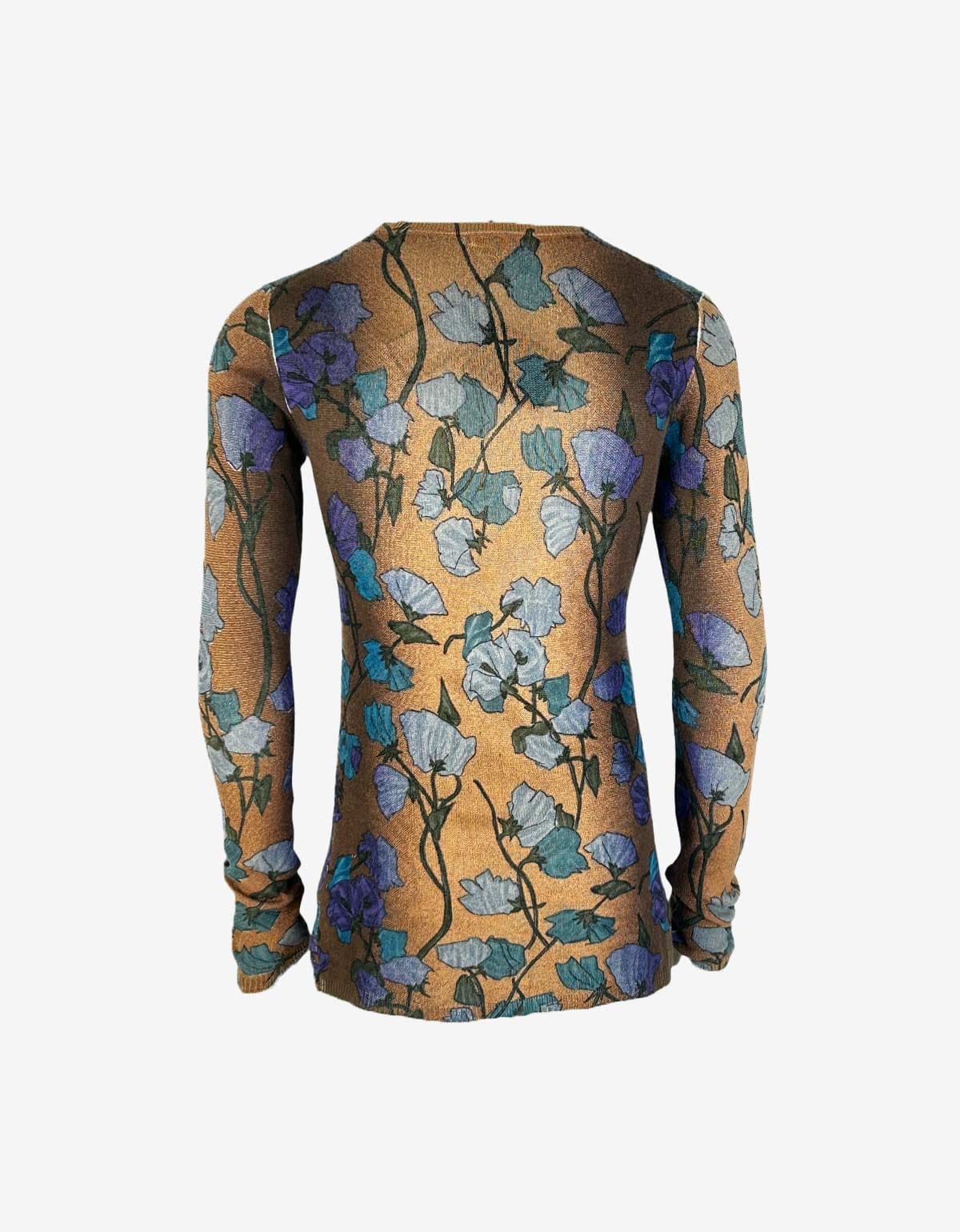 Prada Cashmere Ribbed Knitwear With Flower Over Print