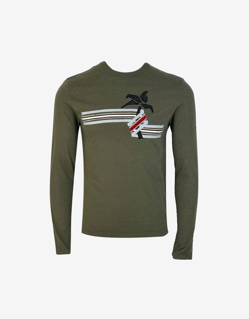 Prada Linea Rossa Green Long Sleeve T-Shirt