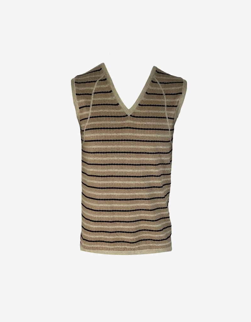 Prada Linea Rossa Knitted Stripe Sleeveless Knitwear