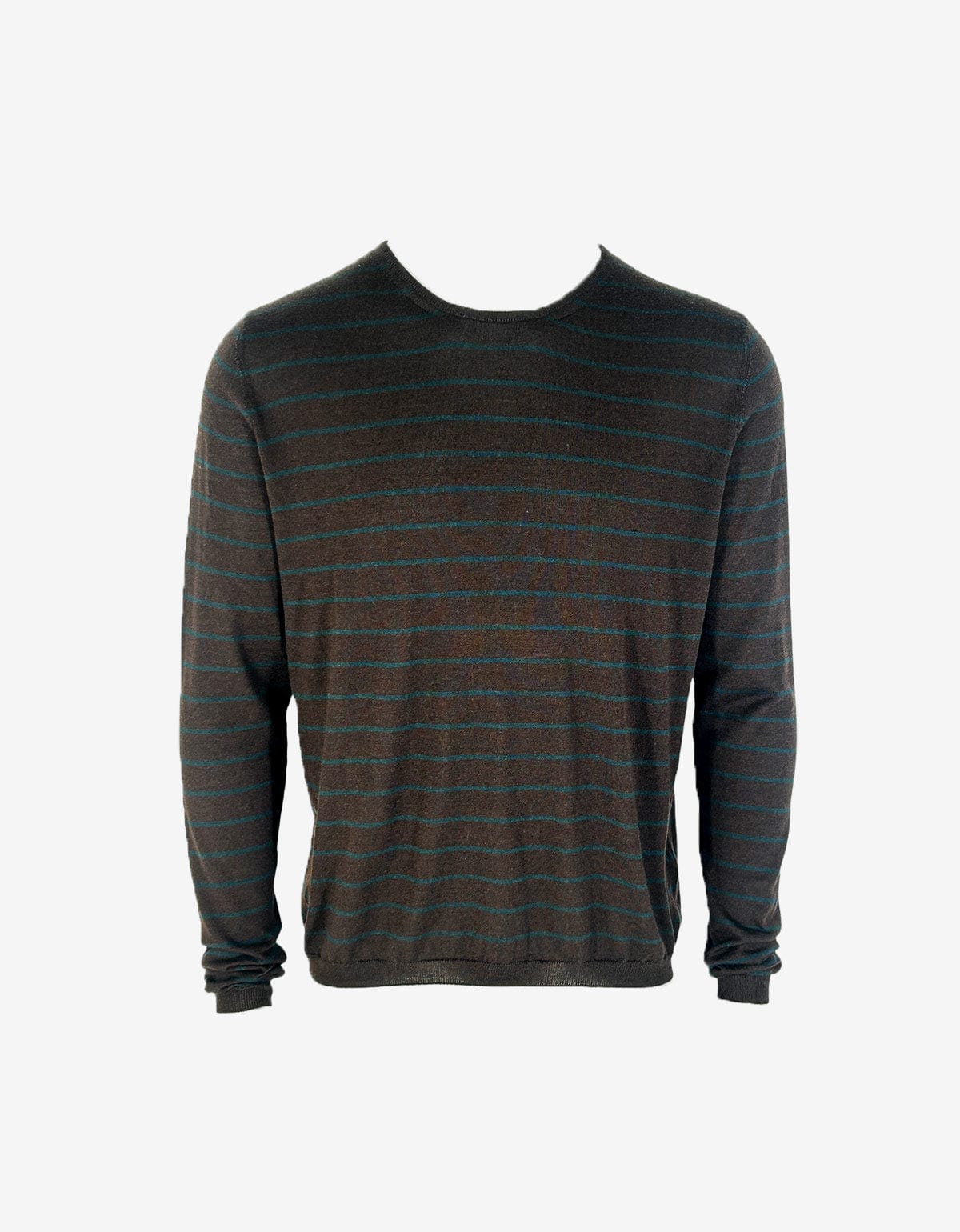 Prada Silk Mix Crew Neck Striped Fine Gauge Knit Jumper