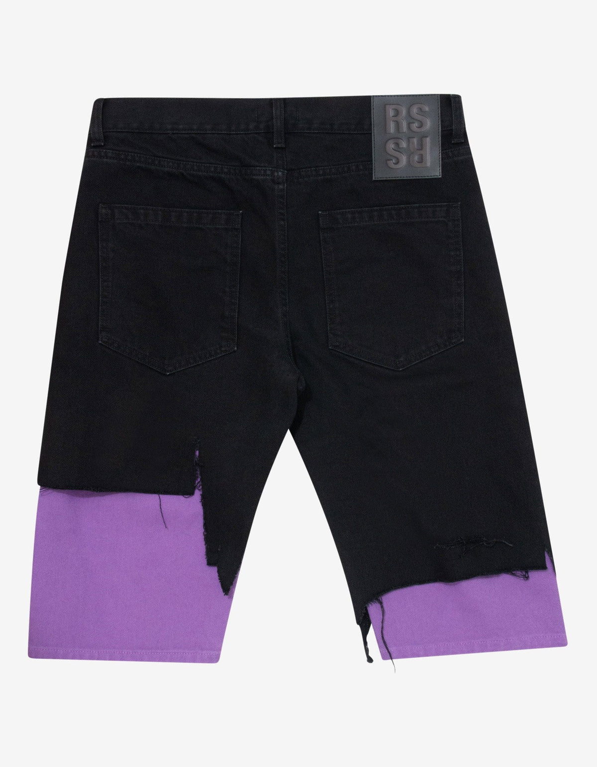 Raf Simons Black & Purple Slim Fit Destroyed Denim Shorts