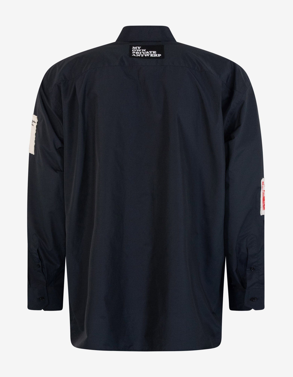 Raf Simons Navy Blue Oversized Shirt with Patches