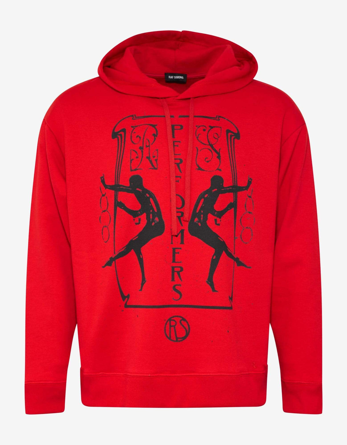 Raf Simons Red Oversized Print Hoodie