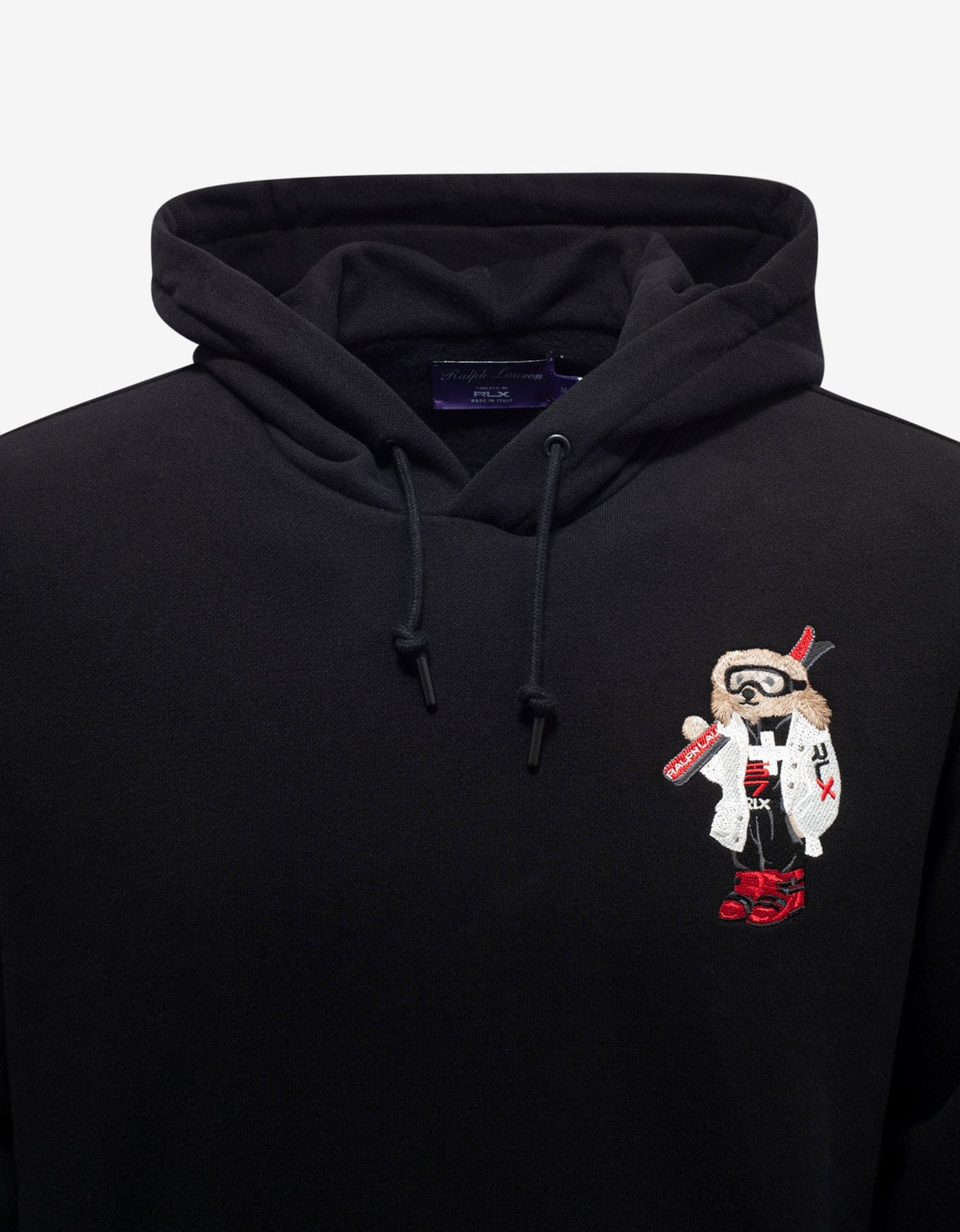 Ralph Lauren Purple Label Black Ski Bear Logo Hoodie