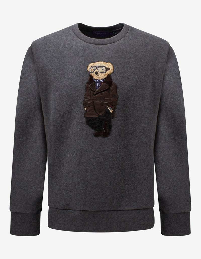 Ralph Lauren Purple Label Grey Aviation Bear Sweatshirt