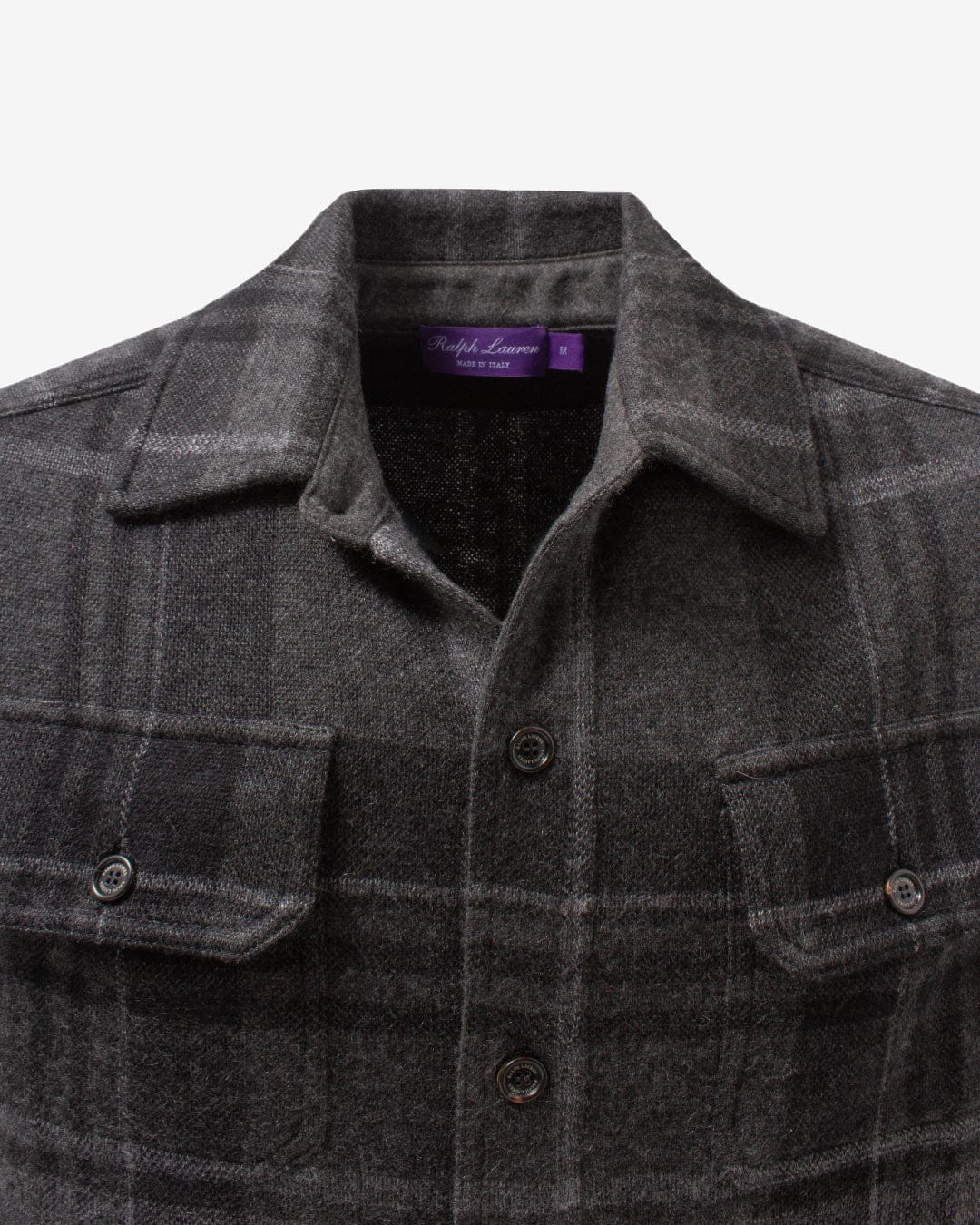 Ralph Lauren Purple Label Grey Plaid Cashmere Overshirt