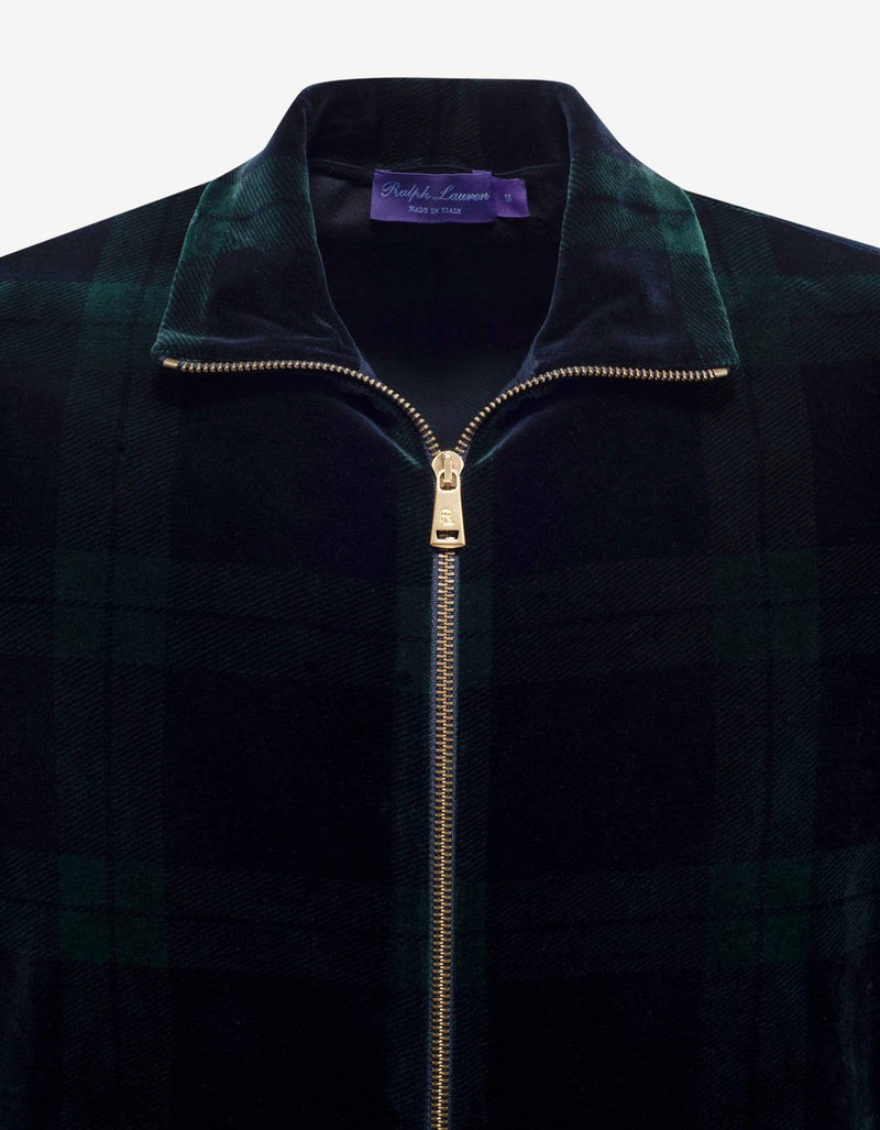 Ralph Lauren Purple Label Tartan Print Velvet Track Jacket