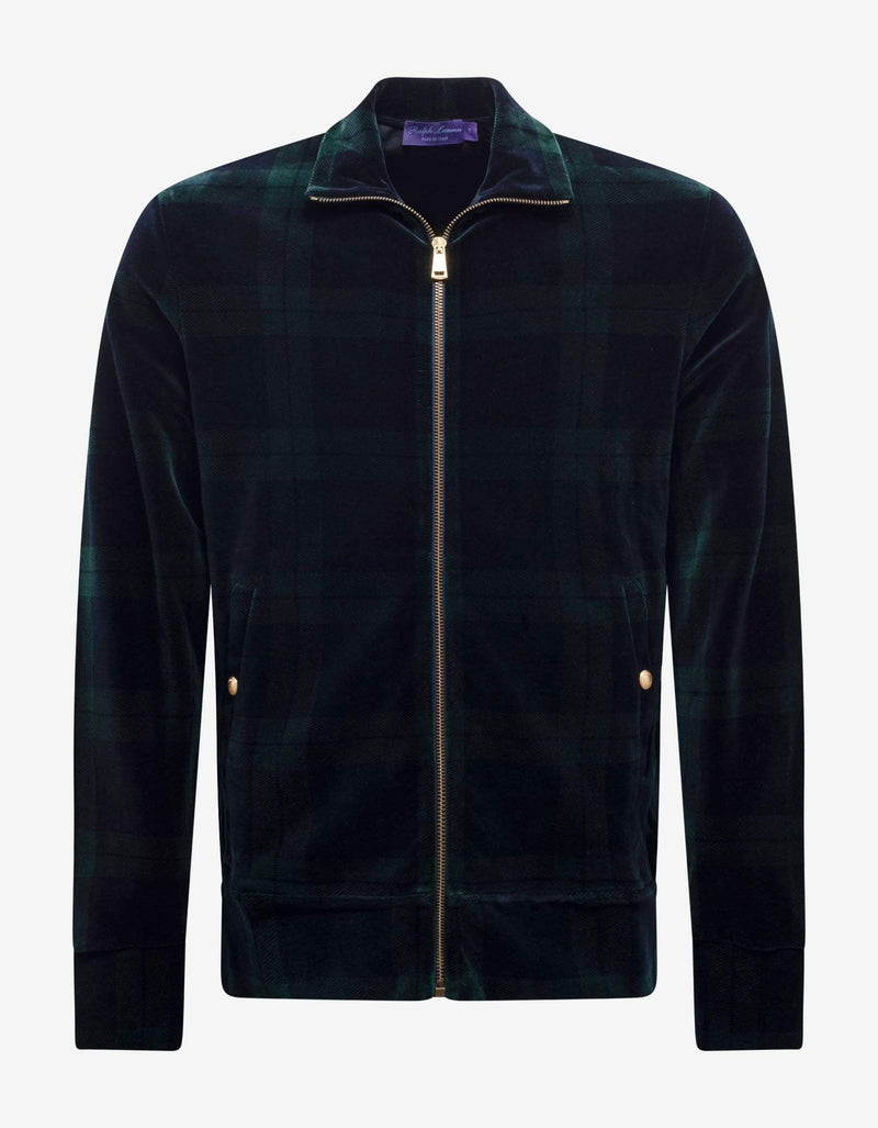 Ralph Lauren Purple Label Tartan Print Velvet Track Jacket