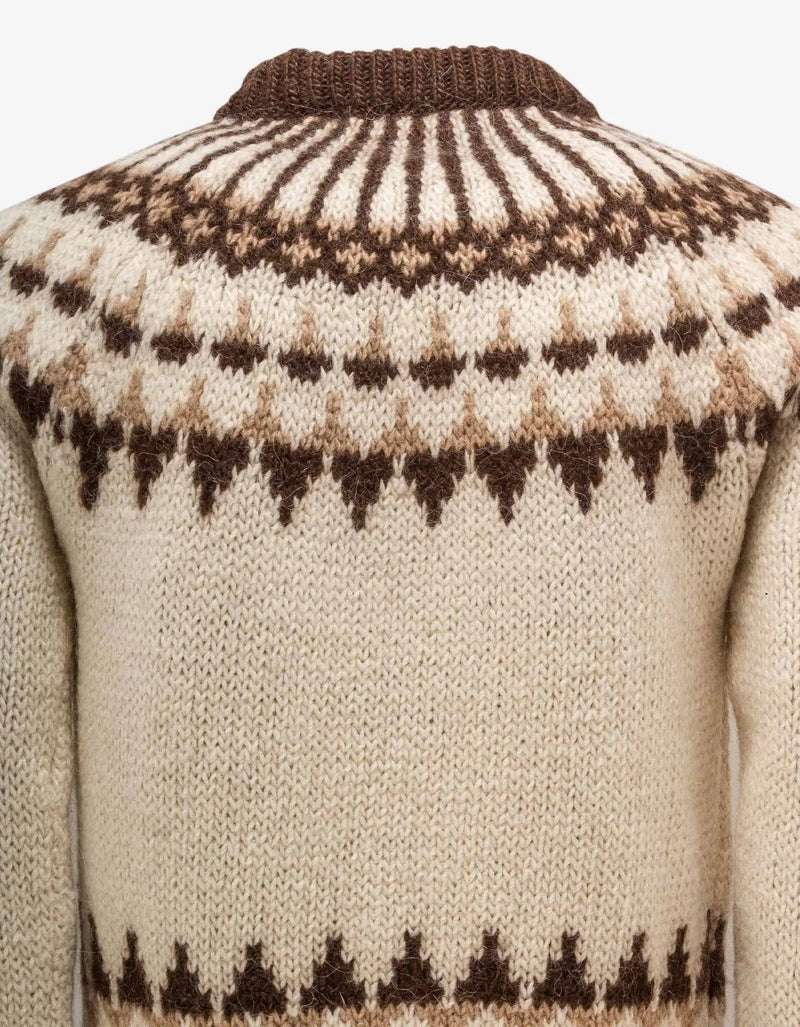 Saint Laurent Beige Fair Isle Wool & Mohair Sweater