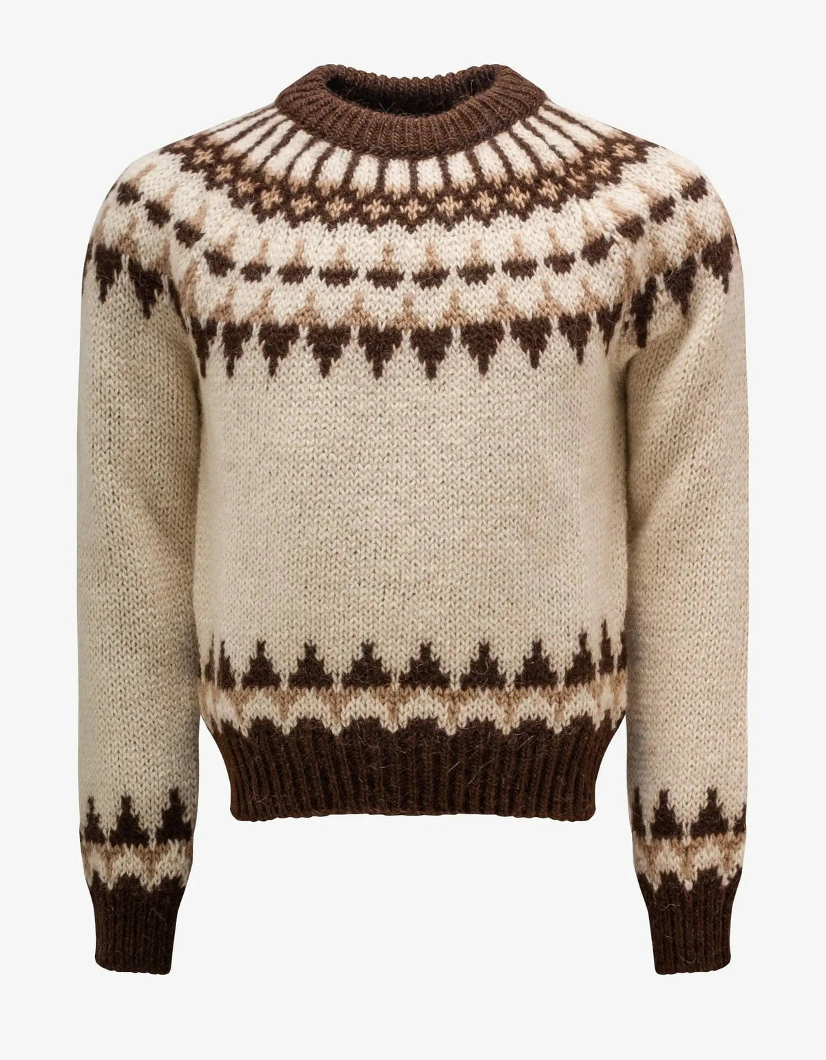 Saint Laurent Beige Fair Isle Wool & Mohair Sweater