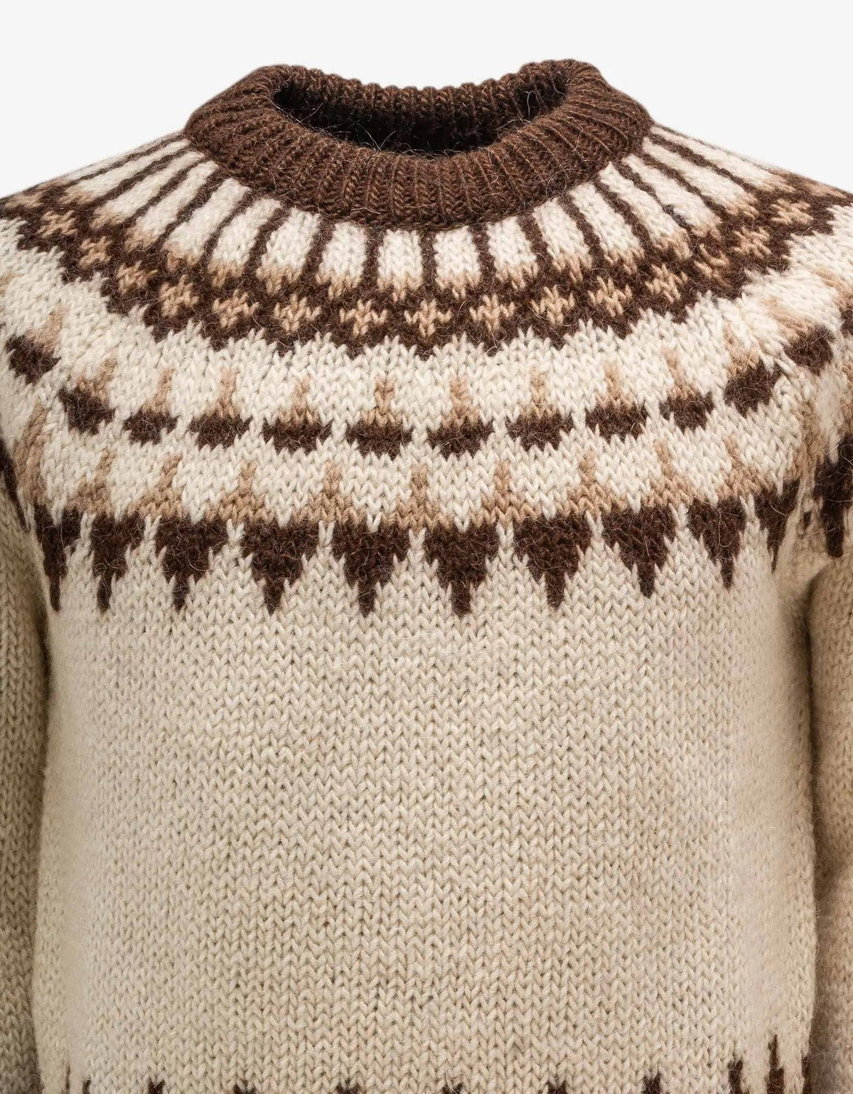 Saint Laurent Beige Fair Isle Wool & Mohair Sweater