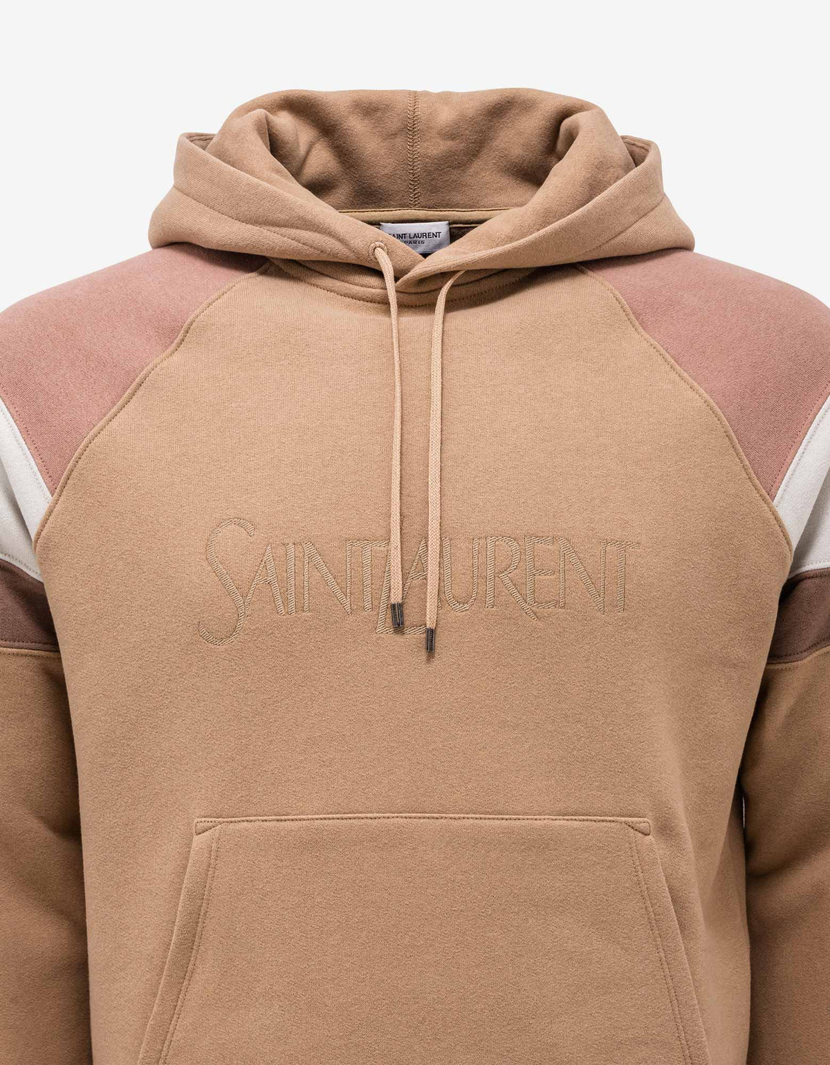 Saint Laurent Biege Raglan Sleeve Logo Hoodie