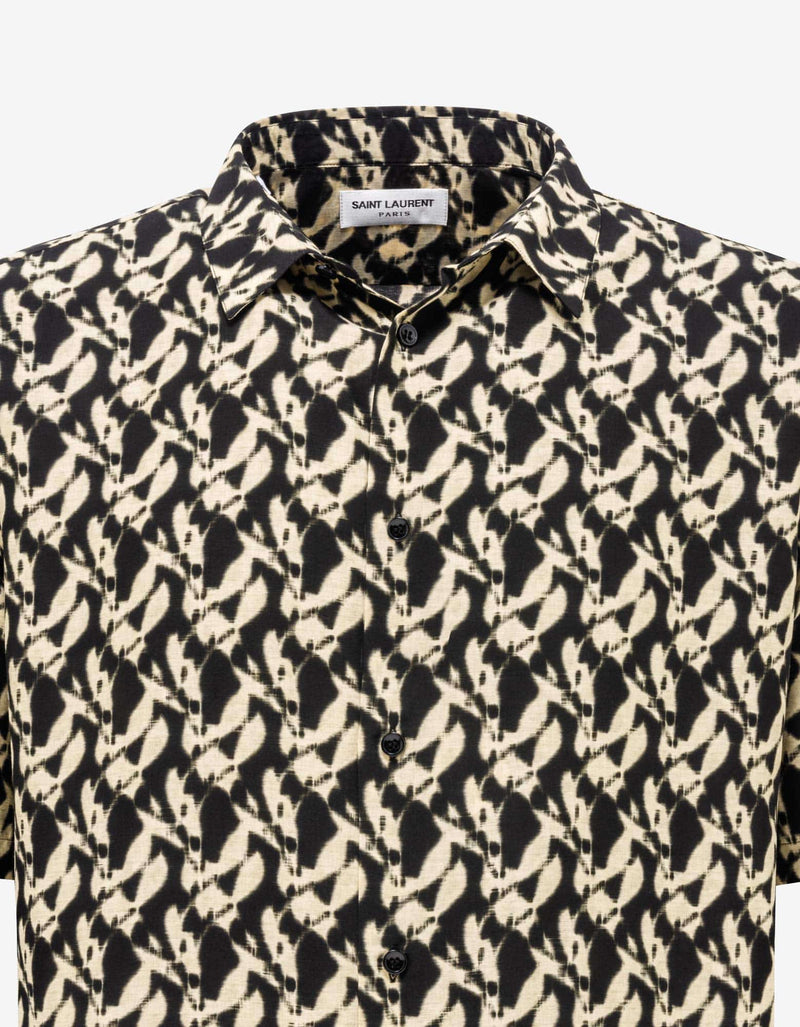 Saint Laurent Black & Beige Print Shirt