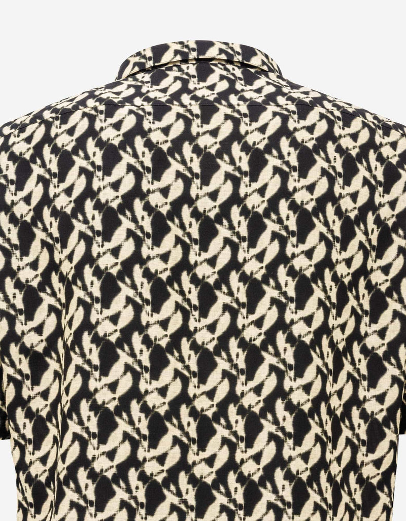 Saint Laurent Black & Beige Print Shirt