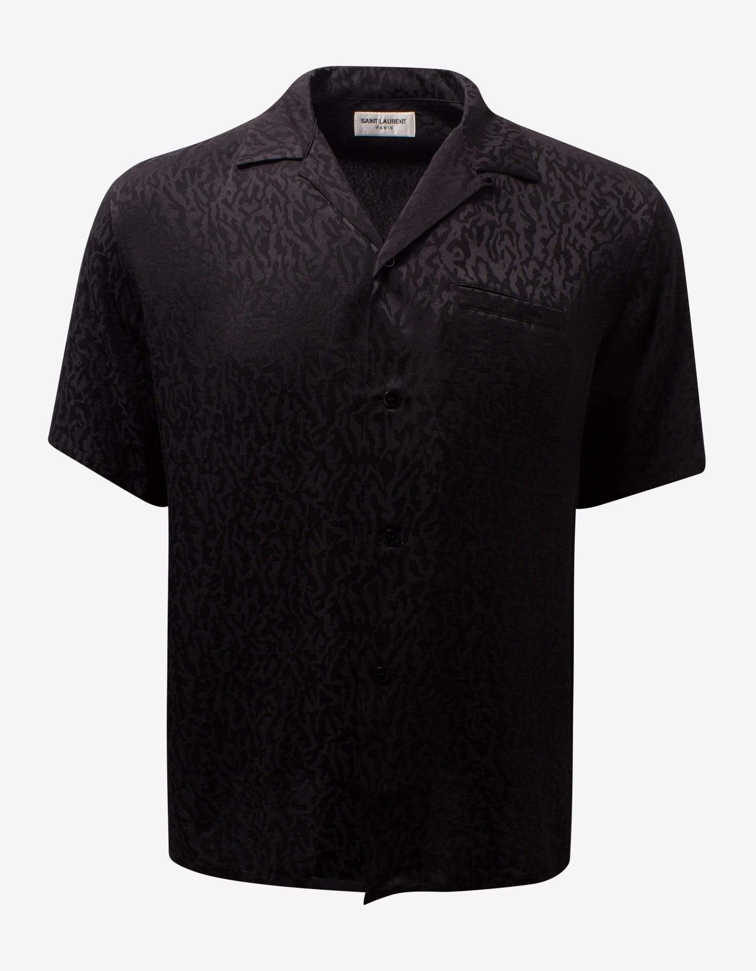 Saint Laurent Black Camo Jacquard Silk Shirt – Zoo Fashions