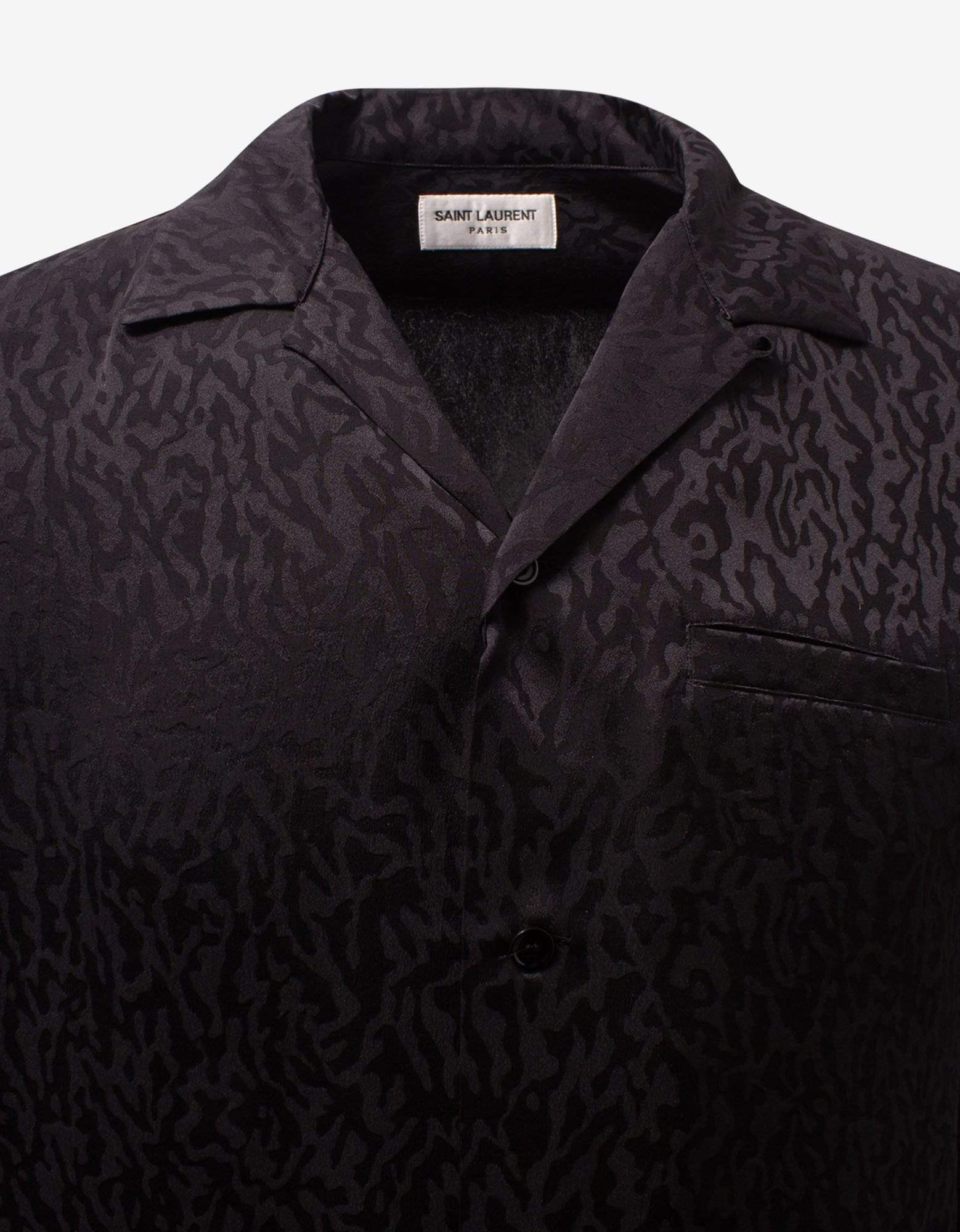 Saint Laurent Black Camo Jacquard Silk Shirt – Zoo Fashions